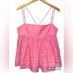 STAUD Theo strawberry cream pink tank top 10 NWT